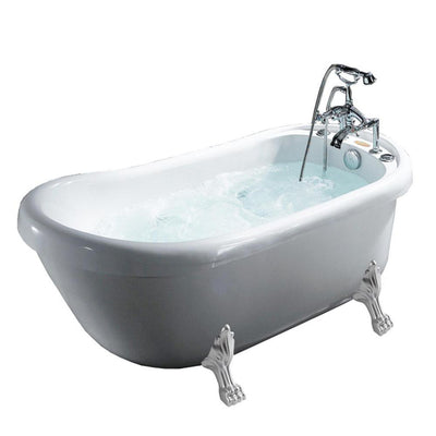 66.9 in. Acrylic Clawfoot Whirlpool Bathtub in White - Super Arbor