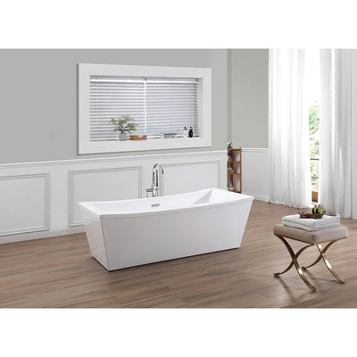 Terra 70 in. Acrylic Double Slipper Flatbottom Non-Whirlpool Center Drain Bathtub in White - Super Arbor