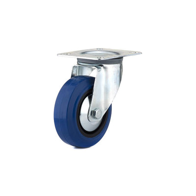 4 in. Heavy-Duty Blue Elastic Rubber Swivel Caster - Super Arbor