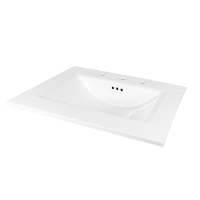 Aravo 24.5 in. W x 22 in. D Vitreous China Vanity Top in White with Integrated Basin - Super Arbor