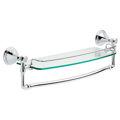 Cassidy 18 in. Glass Bathroom Shelf with Towel Bar in Chrome - Super Arbor