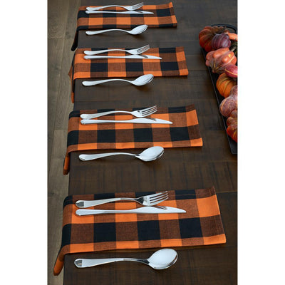 Farmhouse Living Fall Buffalo Check 20 in. W x 20 in. L Black/Orange Napkins (Set of 4) - Super Arbor