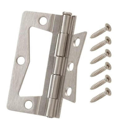 3-1/2 in. x 1-1/2 in. Satin Nickel Non-Mortise Hinges (2-Pack) - Super Arbor