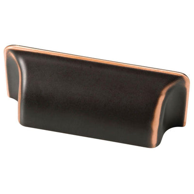3 in. (76 mm) Center-to-Center Bronze with Copper Highlights Rectangular Cup Drawer Pull - Super Arbor