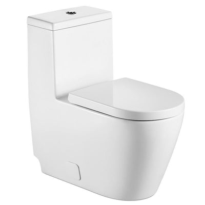 1-Piece 1.28 GPF Dual Flush High Efficiency Elongated Toilet in White, Seat Included - Super Arbor