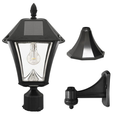 Baytown II Bulb 1-Light Black LED Outdoor Solar Post/Wall Light with GS Light Bulb Warm-White - Super Arbor