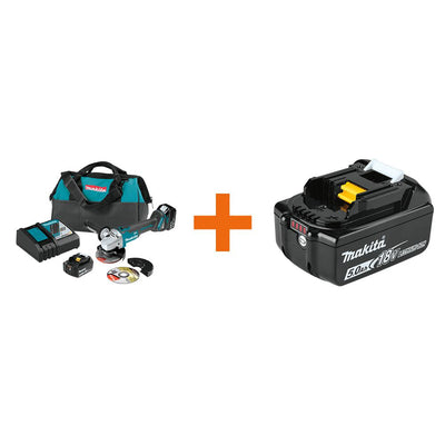 18-Volt 5.0Ah LXT Lithium-Ion Brushless 4-1/2 / 5 in. Cut-Off/Angle Grinder Kit with bonus 18V LXT Battery Pack 5.0Ah