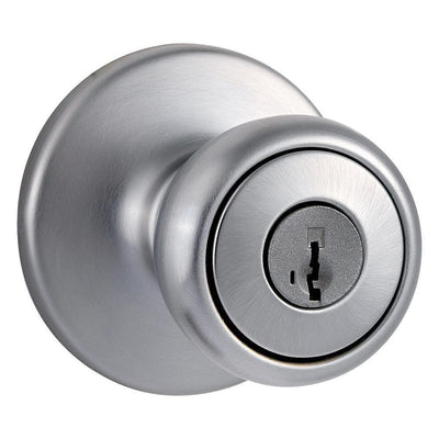 Tylo Satin Chrome Keyed Entry Door Knob Featuring SmartKey Security - Super Arbor