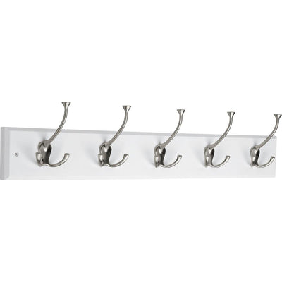 27 in. White and Satin Nickel Tri-Hook Rack - Super Arbor