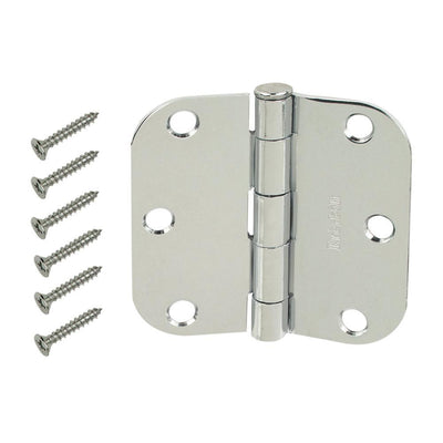 3-1/2 in. x 5/8 in. Radius Satin Nickel Door Hinge Value Pack (12 per Pack) - Super Arbor