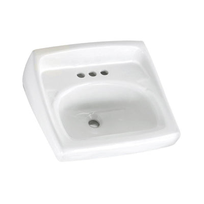 American Standard Lucerne Wall-Mounted Bathroom Vessel Sink with Faucet Holes on 4 in. Center in White - Super Arbor