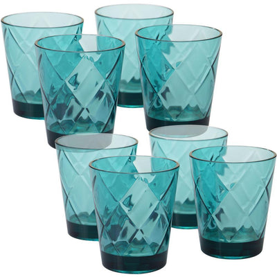 15 oz. 8-Piece Teal Old Fashion Glass - Super Arbor