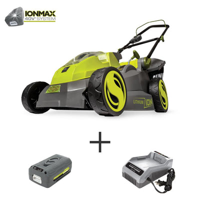 Sun Joe 16 in. 40-Volt Cordless Battery Walk Behind Push Mower Kit with 4.0 Ah Battery + Charger - Super Arbor