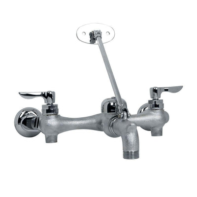 Exposed Yoke Adjustable Rough-In Wall Mount 2-Handle Utility Faucet in Rough Chrome with Offset Shanks - Super Arbor