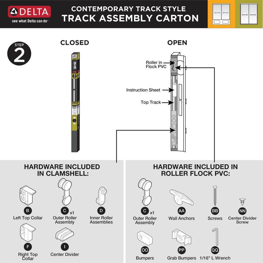 2024 Delta 48 to 60 in. Contemporary sliding shower door track