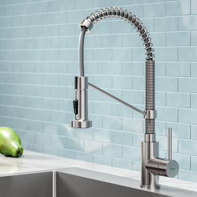Bolden Single-Handle Pull-Down Sprayer Kitchen Faucet with Dual Function Sprayhead in Stainless Steel - Super Arbor