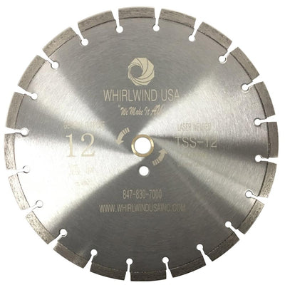Whirlwind USA 12 in. 20-Teeth Segmented Laser Welded Diamond Blade for Dry or Wet Cutting Concrete, Stone, Brick and Masonry