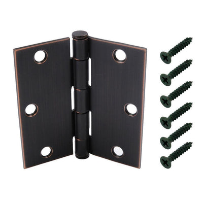 3-1/2 in. Square Corner Brushed Oil-Rubbed Bronze Door Hinge Value Pack (48-Pack) - Super Arbor