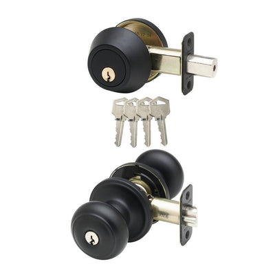 Colonial Black Entry Door Knob with Deadbolt - Super Arbor