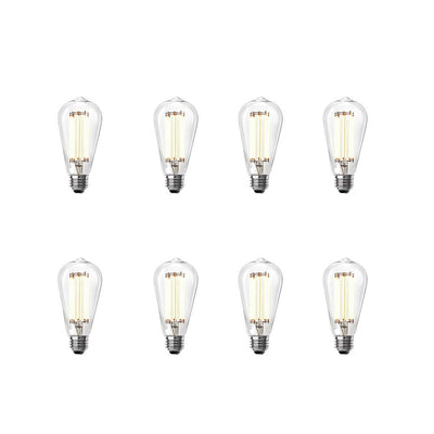 Feit Electric 60-Watt Equivalent ST19 Dimmable LED Clear Glass Vintage Edison Light Bulb With Straight Filament Bright White (8-Pack) - Super Arbor