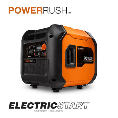 Generac iQ3500 3500-Watt Gasoline Powered Electric Start Portable Inverter Generator with PowerRush Technology 50 State/CSA - Super Arbor