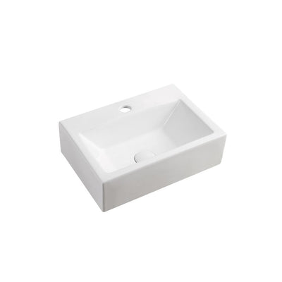 Elanti Wall-Mounted Rectangle Bathroom Sink in White - Super Arbor