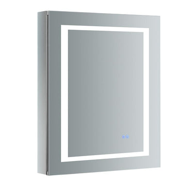 Spazio 24 in. W x 30 in. H Recessed or Surface Mount Medicine Cabinet with LED Lighting, Mirror Defogger and Left Hinge - Super Arbor