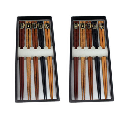 10 Pairs Bamboo Wooden Chopsticks - Super Arbor