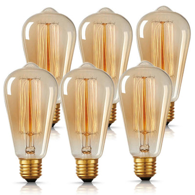 YANSUN 60-Watt ST64 E26 Edison Incandescent Light Bulb (6-Pack) - Super Arbor