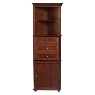 Hampton Harbor 23 in. W x 12 in. D x 67-1/2 in. H Corner Linen Cabinet in Sequoia - Super Arbor