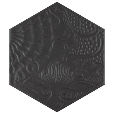 Merola Tile Gaudi Hex Black 8-5/8 in. x 9-7/8 in. Porcelain Floor and Wall Tile (11.56 sq. ft. / case) - Super Arbor