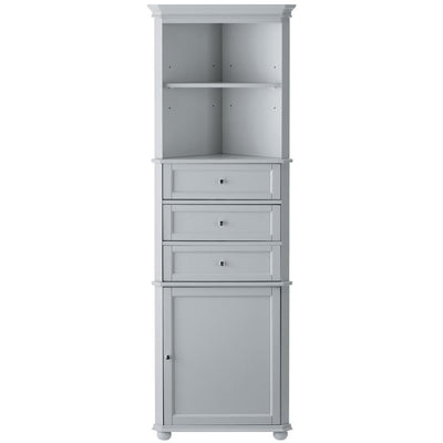 Hampton Harbor 23 in. W x 13 in. D x 67-1/2 in. H Corner Linen Cabinet in White - Super Arbor