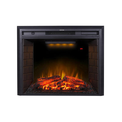 35.6 in. 400sq Ft Toughened Glass Wall-Mount Electric Fireplace with Over Heating Protection in Black - Super Arbor