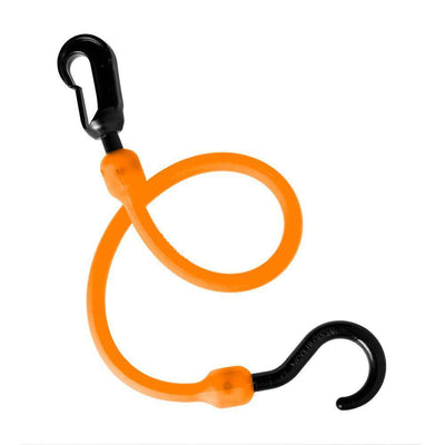 18 in. Polyurethane Fixed End Bungee Cord with Molded Nylon Hook and Clip in Orange - Super Arbor
