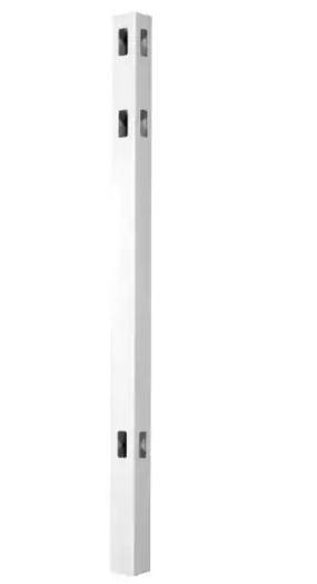 Pro Series 4 in. x 4 in. x 8 ft. White Vinyl Lafayette Spaced Picket Routed Corner Fence Post - Super Arbor