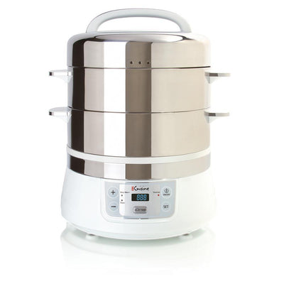 16.9 Qt. White Food Steamer and Rice Cooker with Built-In Timer - Super Arbor