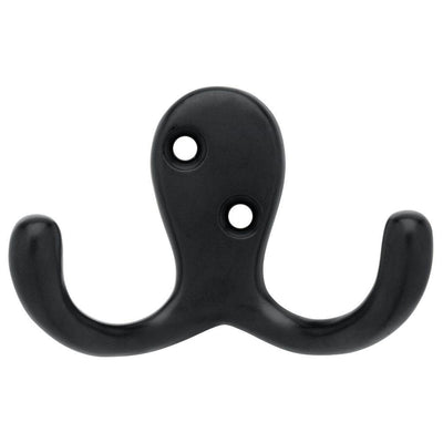 1-13/16 in. Matte Black Double Wall Hook (4-Pack) - Super Arbor