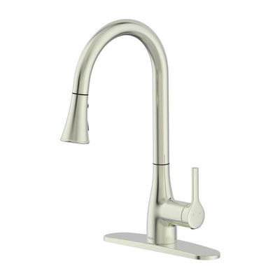 Classic Series Single-Handle Standard Kitchen Faucet in Brushed Nickel - Super Arbor