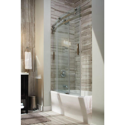 Classic 400 Curve 60 in. x 62 in. Frameless Sliding Tub Door in Stainless - Super Arbor