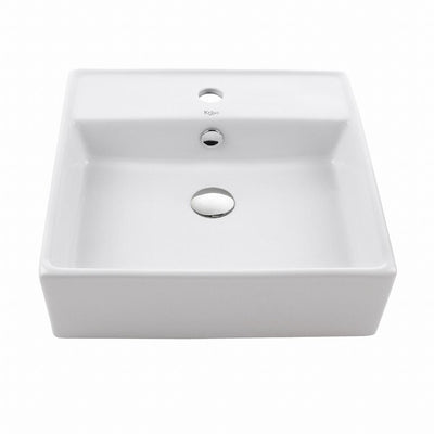 KRAUS Square Ceramic Vessel Bathroom Sink in White - Super Arbor