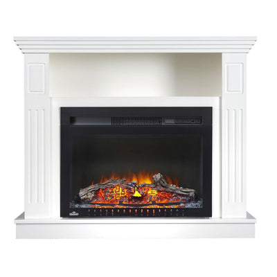 31 in. Freestanding Electric Fireplace TV Stand with Entertainment Center in White - Super Arbor