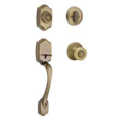 Kwikset 
    Belleview Antique Brass Single Cylinder Door Handleset with Tylo Door Knob Featuring SmartKey Security - Super Arbor