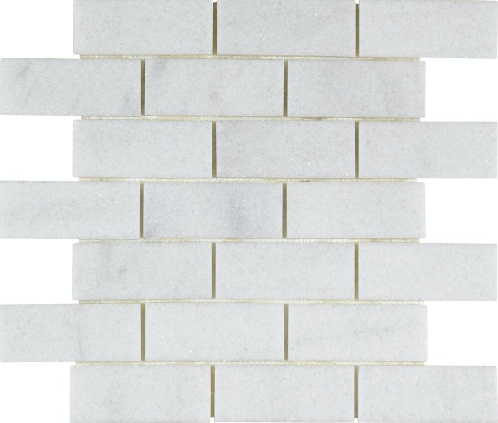 Ellis + Fisher Bianco Marble Brick Joint 12 x 12 Stone Mosaic Tile