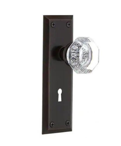 New York Plate Interior Mortise Waldorf Door Knob in Timeless Bronze - Super Arbor