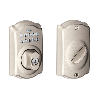 Schlage Camelot Satin Nickel Keypad Electronic Door Lock Deadbolt - Hardwarestore Delivery